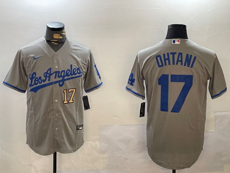 Men Los Angeles Dodgers #17 Ohtani Grey Game 2024 Nike MLB Jersey style 12164